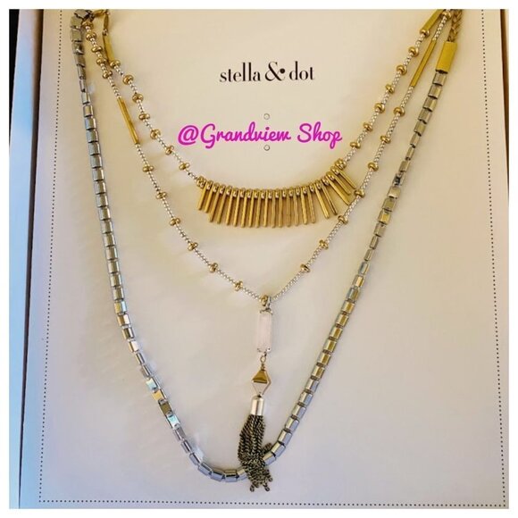 💜 Stella & Dot Riad Multi Strand Layering Necklace Versatile NIB - Picture 10 of 10